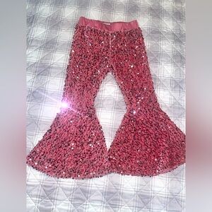 Beautiful Toddler Sequin Pink Flare Bell Bottom Polyester/Spandex Bottoms Size M